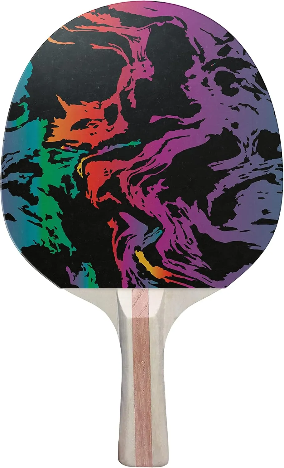 Paint Stain Colorful Design Ping Pong Paddle, Premium 5 Ply Table Tennis Racket (Red on Back)