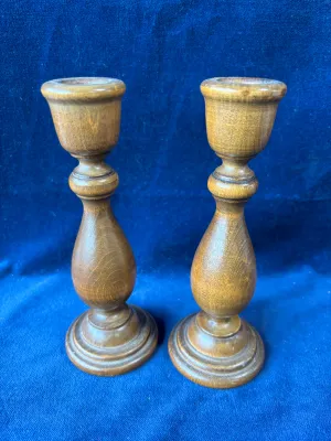 Pair Of Wooden Candle Holders