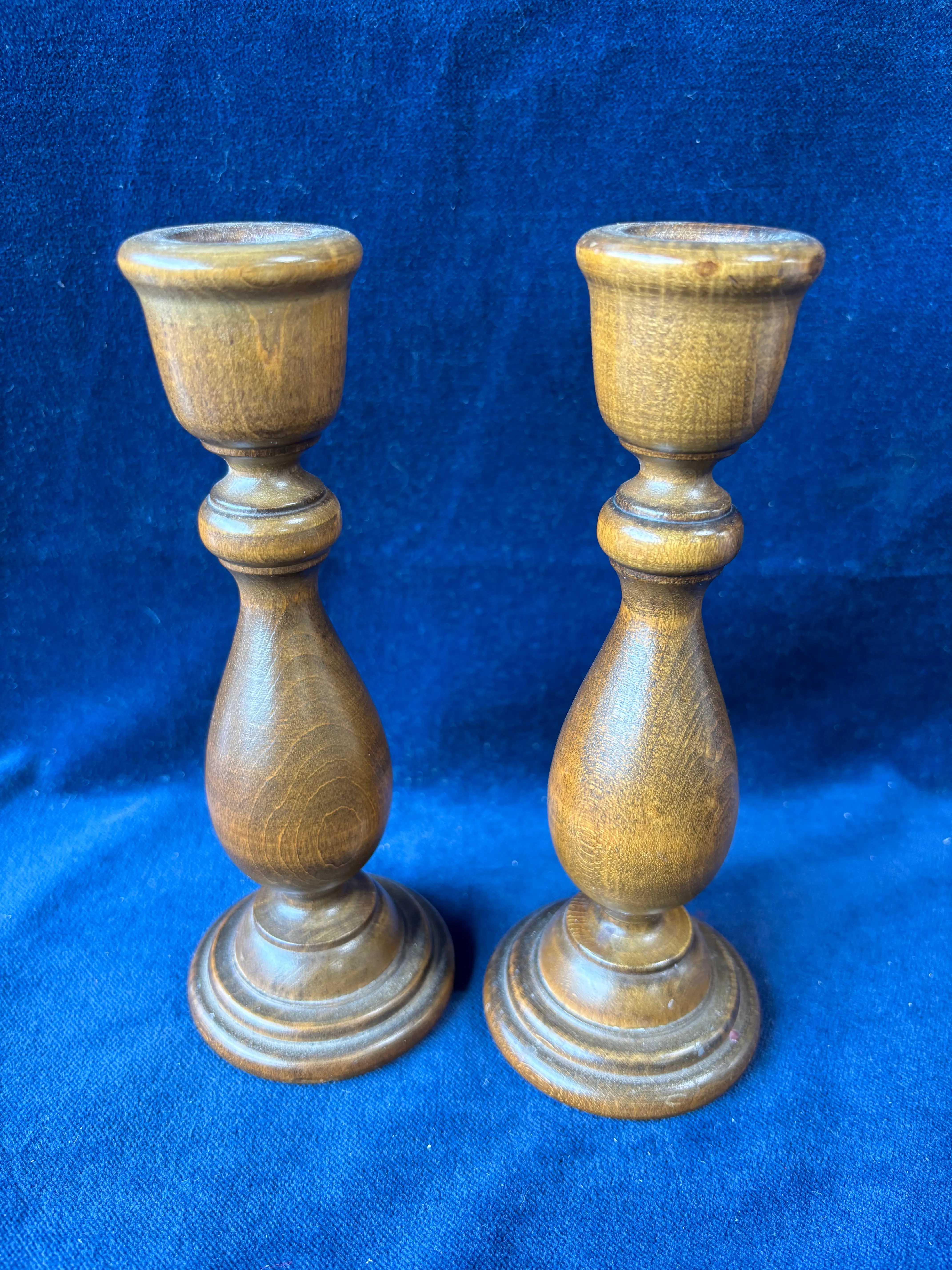 Pair Of Wooden Candle Holders