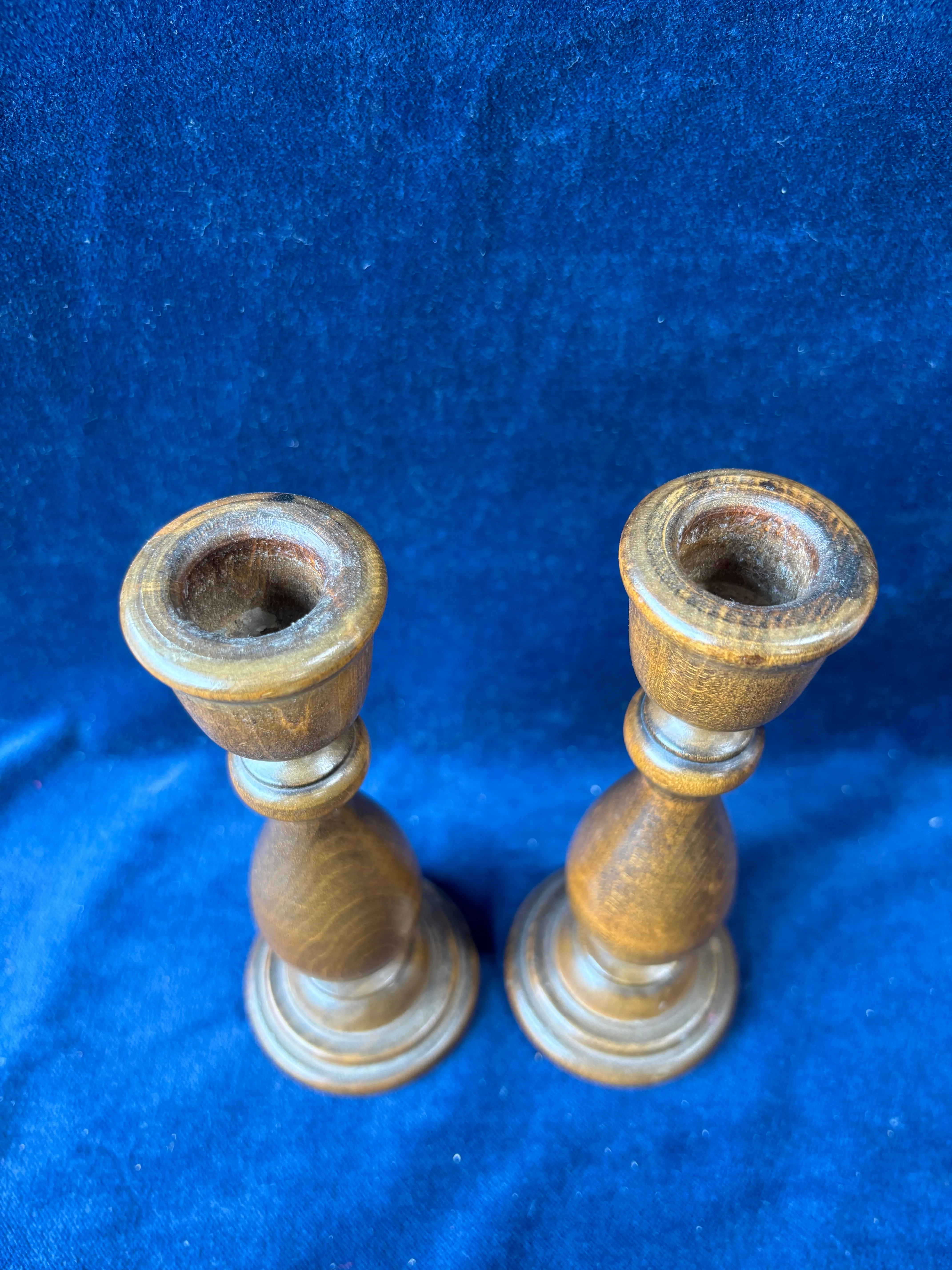 Pair Of Wooden Candle Holders