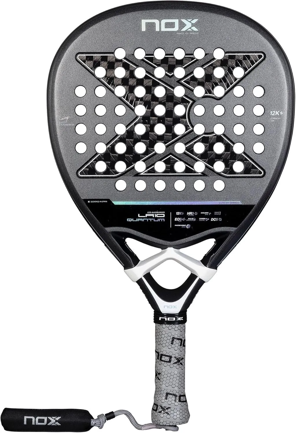 Pala Padel Racket LA10 Quantum 12K | Luxury Diamond Series | EOS Flap Aerodynamics & Custom Grip Technology 12K Carbon w/ HR3 Color Eva Core