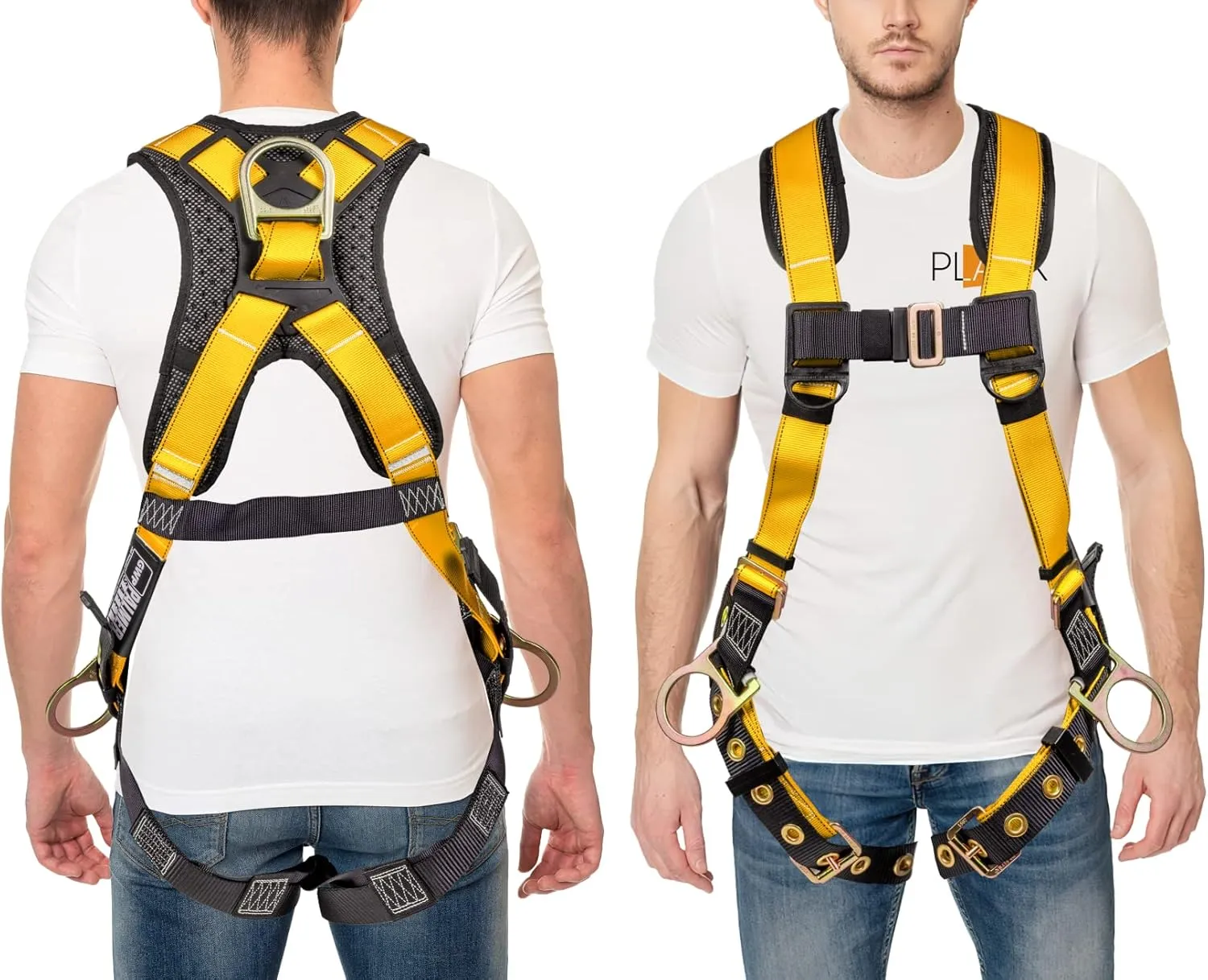 Palmer Safety Full Body Harness with 5 Point Adjustment, Dorsal D-ring, Grommet Legs, Two Side D Rings, and Fall Indicators