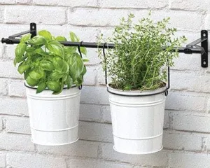 Panacea 82631 Vintage Milkhouse Planter Buckets with Hanging Bar