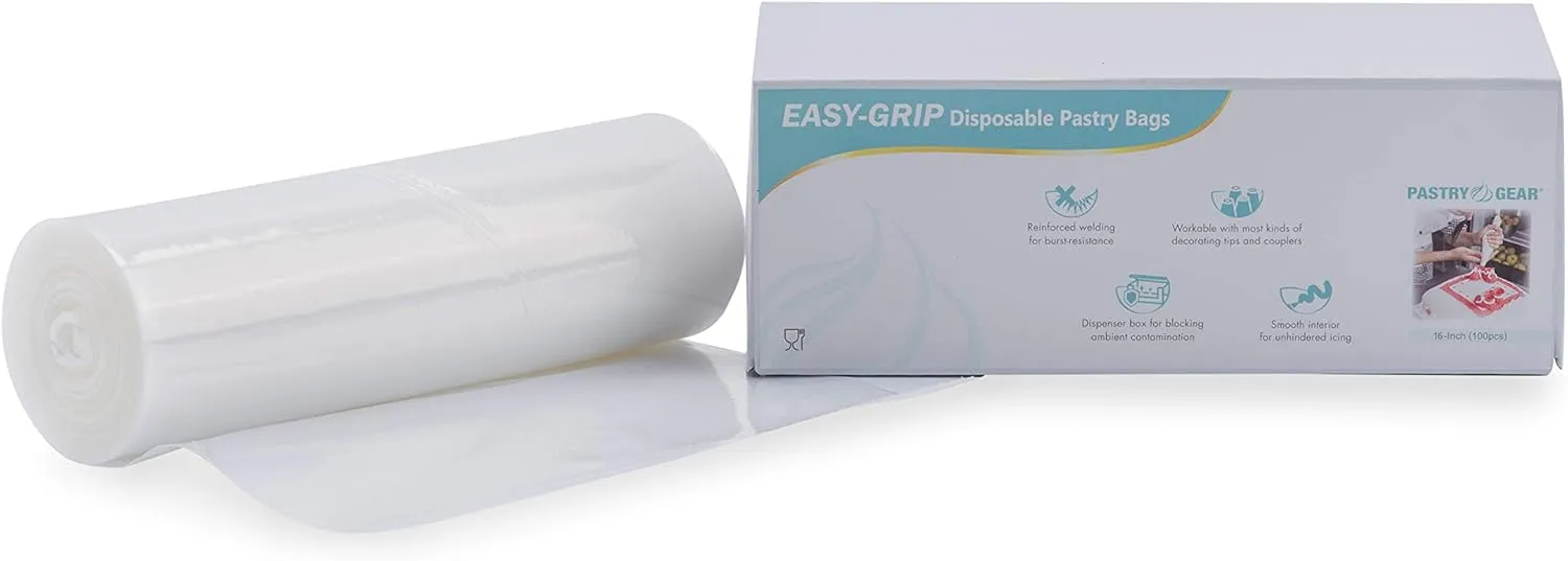 PastryGear Easy-Grip Thick Disposable Pastry/Piping Bags (16 IN)