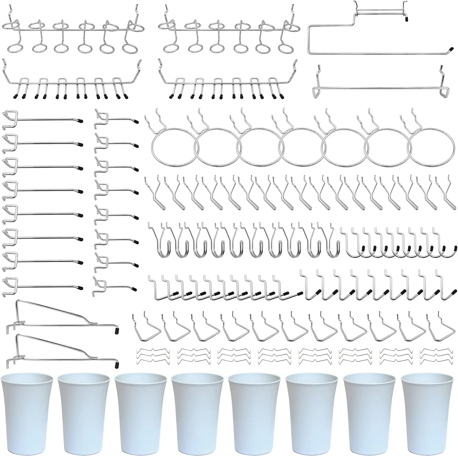 Pegboard Hooks, Will Not Fall Out, for Garage, Workbench, Kitchen, 170 Piece