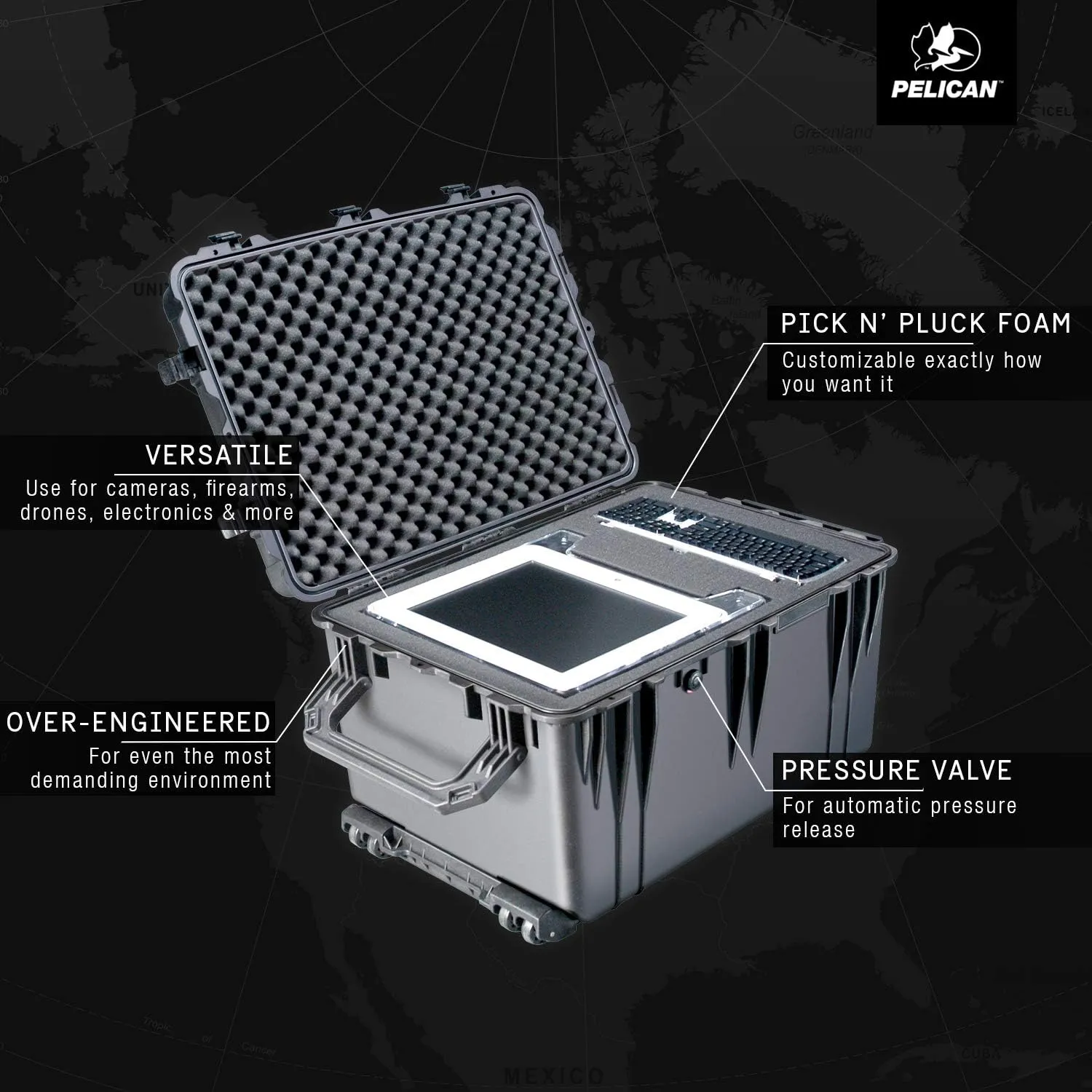 Pelican 1660 Case With Foam (Black)