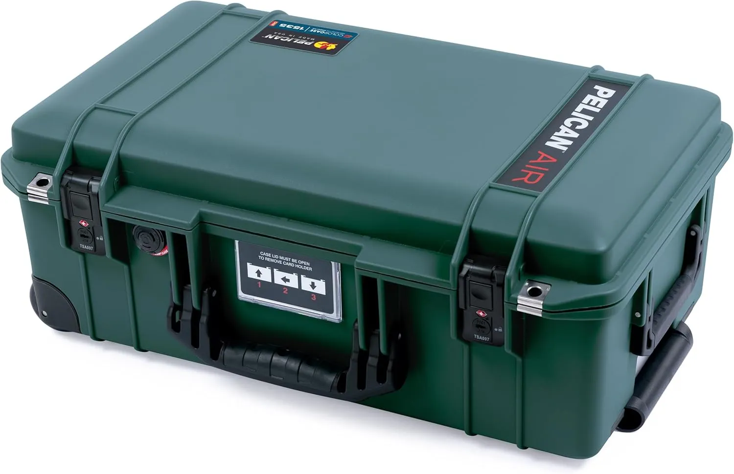 Pelican Air 1535 Carry-on Case by ColorCase - Trekking Green - Medium Size Waterproof Case with Shadow Tool Foam Kit & Convoluted Lid Foam - Black Handles, TSA Locking Latches & Trolley