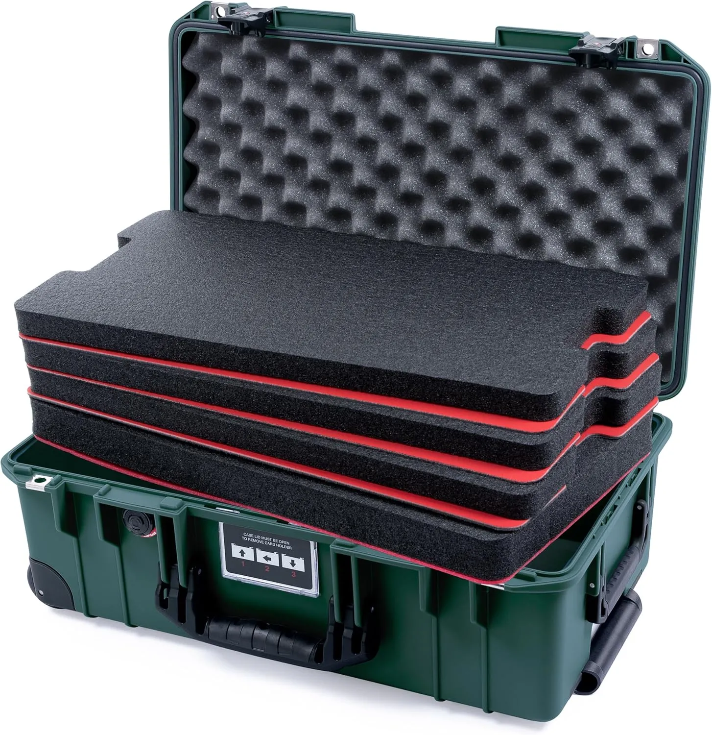 Pelican Air 1535 Carry-on Case by ColorCase - Trekking Green - Medium Size Waterproof Case with Shadow Tool Foam Kit & Convoluted Lid Foam - Black Handles, TSA Locking Latches & Trolley