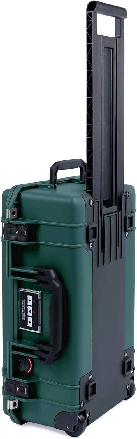 Pelican Air 1535 Carry-on Case by ColorCase - Trekking Green - Medium Size Waterproof Case with Shadow Tool Foam Kit & Convoluted Lid Foam - Black Handles, TSA Locking Latches & Trolley