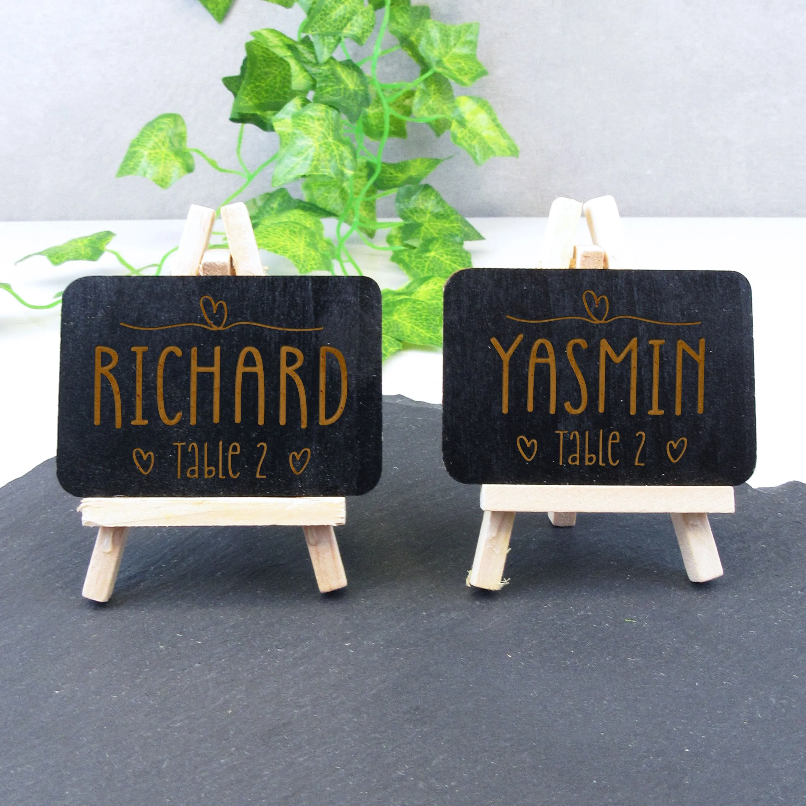 Personalised Rustic Wedding Place Names & Table Number Holders