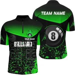 Personalized Billiard Jerseys, Billiard Shirts for Men, Personalized Red Black 8 Ball Pool Quarter-Zip