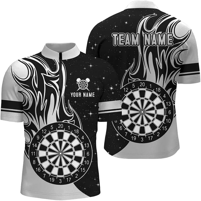 Personalized Dart Jersey, Dart Jerseys for Men, Dart Shirts, Dart Shirts for Men, Black and White Darts