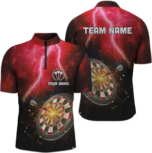 Personalized Dart Jerseys for Men, Dart Shirt, Personalized Thunder Lightning Black Dart Quarter Zip Shirt