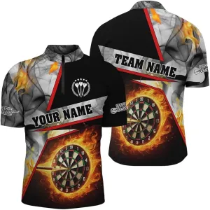 Personalized Dart Jerseys for Men, Dart Shirt, Personalized Thunder Lightning Black Dart Quarter Zip Shirt
