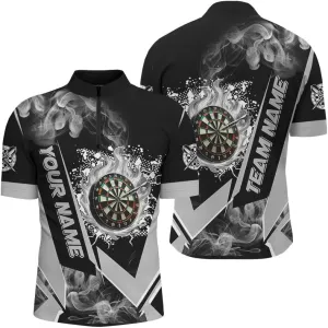 Personalized Dart Jerseys for Men, Dart Shirts for Men, Blue Galaxy Dartboard Pulse Heartbeat Custom Men
