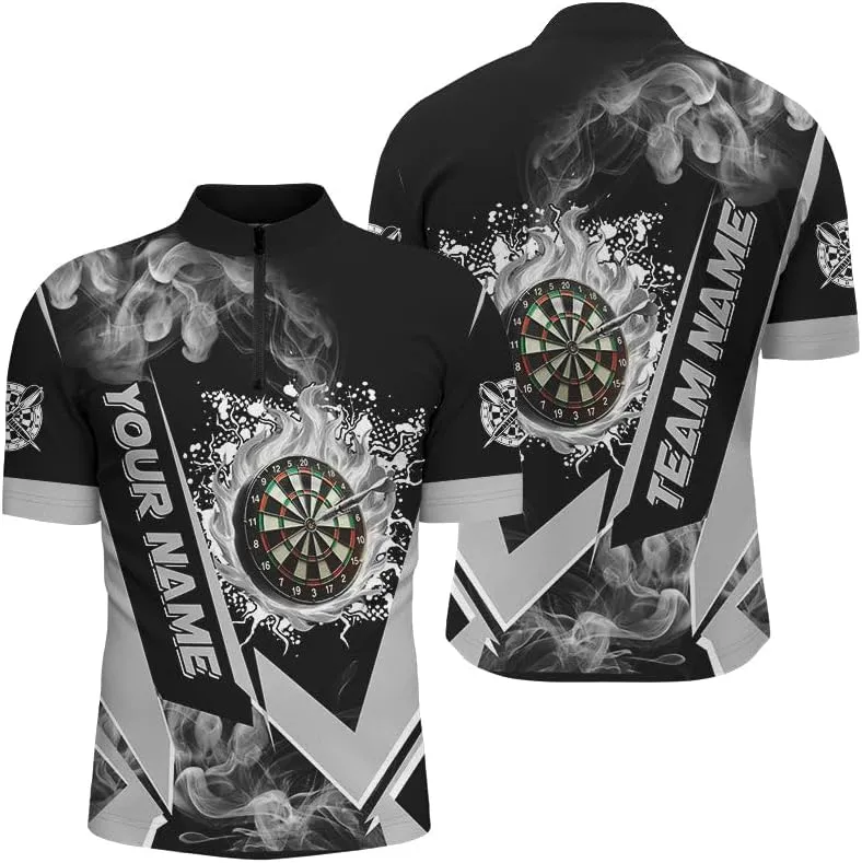 Personalized Dart Jerseys for Men, Dart Shirts for Men, Blue Galaxy Dartboard Pulse Heartbeat Custom Men