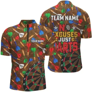 Personalized Dart Jerseys for Men, Dart Shirts for Men, Personalized 3D Darts Board Men Quarter-Zip Shirts