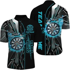 Personalized Dart Jerseys for Men, Dart Shirts for Men, Personalized American Flag Darts Pattern Men 1/4