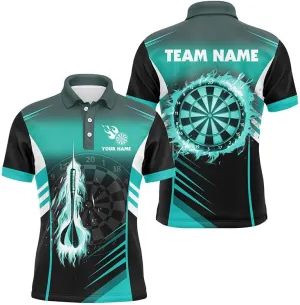 Personalized Dart Jerseys for Men, Dart Shirts for Men, Personalized Darts Turquoise Arrow Men Dart Polo