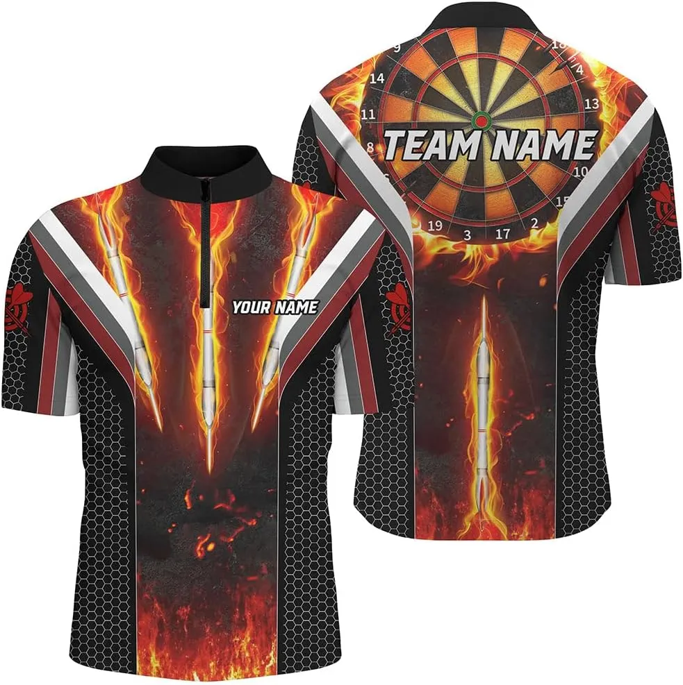 Personalized Dart Jerseys for Men, Dart Shirts for Men, Personalized Large Red Darts Arrow Smoke Skull
