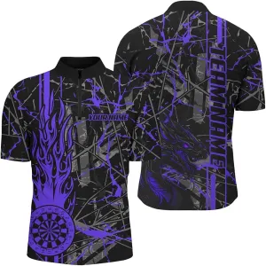 Personalized Dart Jerseys for Men, Dart Shirts for Men, Personalized Pink Grunge Skull Darts Quarter-Zip