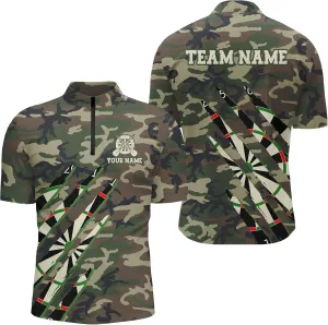 Personalized Dart Jerseys for Men, Dart Shirts for Men, Personalized Pink Grunge Skull Darts Quarter-Zip