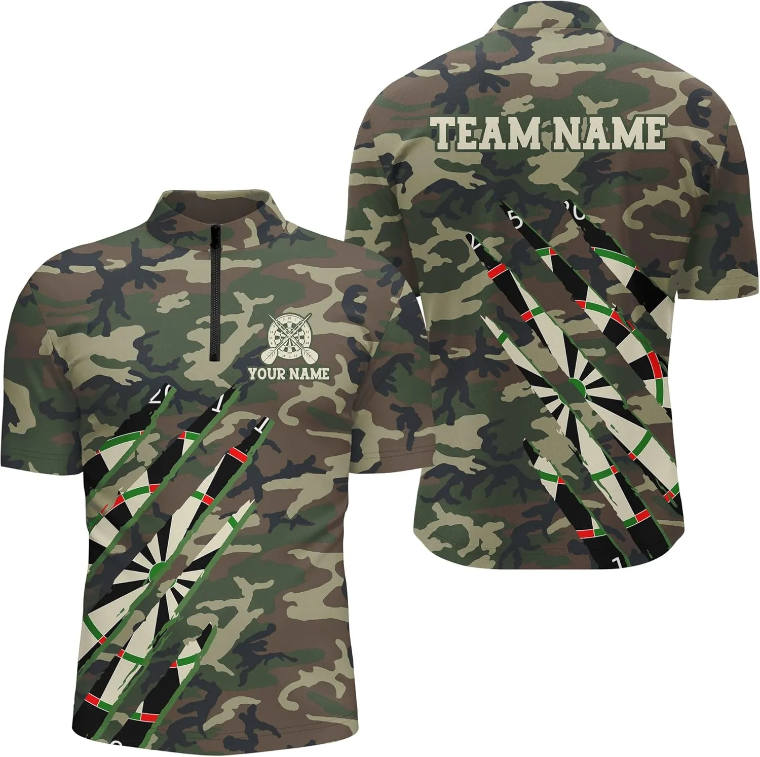 Personalized Dart Jerseys for Men, Dart Shirts for Men, Personalized Pink Grunge Skull Darts Quarter-Zip