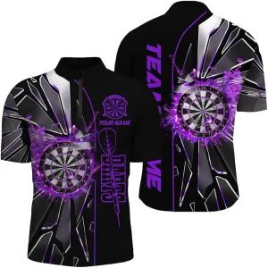 Personalized Dart Jerseys for Men, Dart Shirts for Men, Personalized Purple Break Glass 3D Darts Shirt