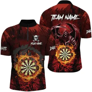 Personalized Dart Jerseys for Men, Dart Shirts for Men, Thunder Lightning Dragon Custom Blue Darts 1/4 Zip