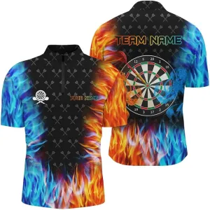 Personalized Dart Shirts for Men, Dart Jerseys for Men, Custom Dragon Darts Shirts for Men, Black Red Dart