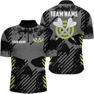 Personalized Dart Shirts for Men, Dart Jerseys for Men, Personalized 3D All Over Print Skull Darts Quarter
