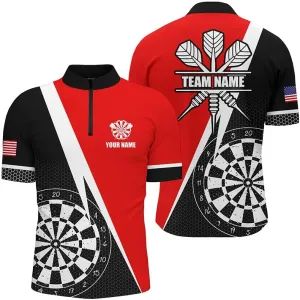 Personalized Dart Shirts for Men, Dart Jerseys for Men, Personalized Darts Quarter-Zip Shirt 3D Printed