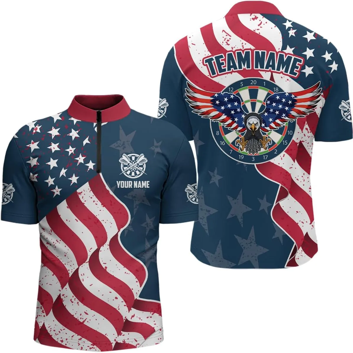 Personalized Dart Shirts for Men, Dart Jerseys for Men, Personalized Darts Quarter-Zip Shirt 3D Printed
