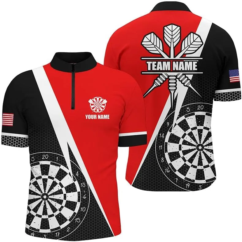 Personalized Dart Shirts for Men, Dart Jerseys for Men, Personalized Darts Quarter-Zip Shirt 3D Printed