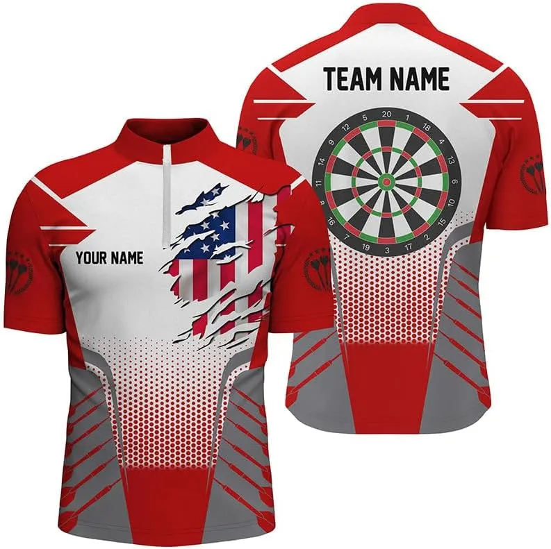 Personalized Dart Shirts for Men, Dart Jerseys for Men, Personalized Roll Tribal Darts Quarter Zip Shirt