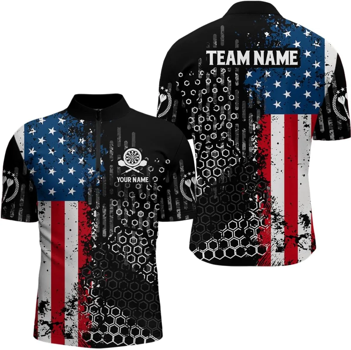 Personalized Dart Shirts for Men, Dart Jerseys for Men, Personalized Roll Tribal Darts Quarter Zip Shirt