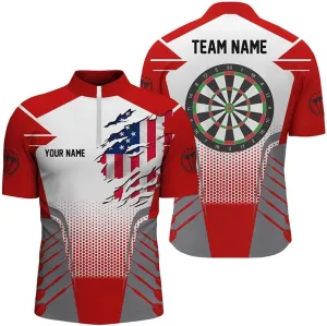 Personalized Dart Shirts for Men, Dart Jerseys for Men, Personalized Roll Tribal Darts Quarter Zip Shirt