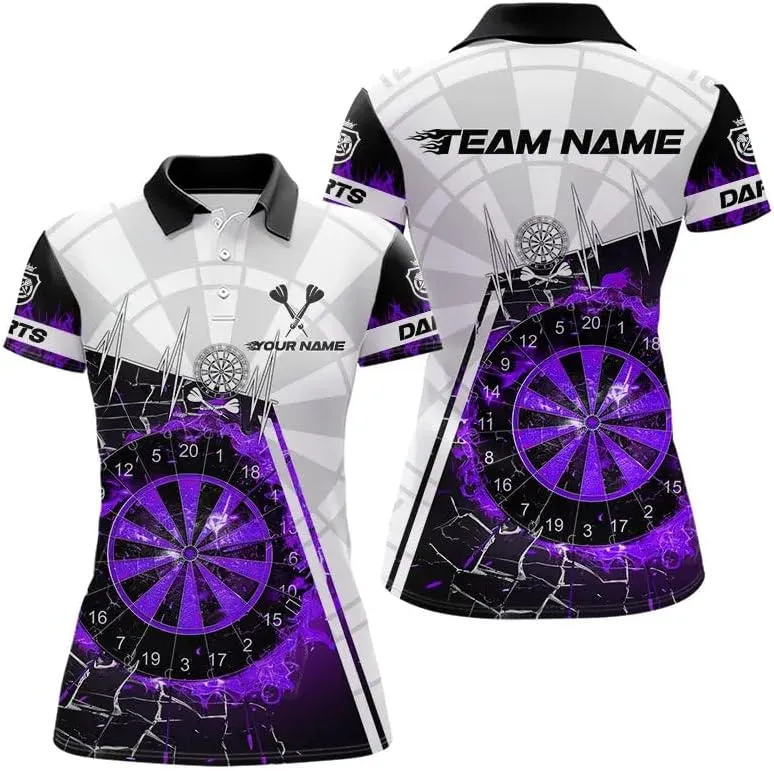 Personalized Darts Shirts for Women, Short Sleeve Dart Shirt for Girls, Turquoise Throwing Skills Loading