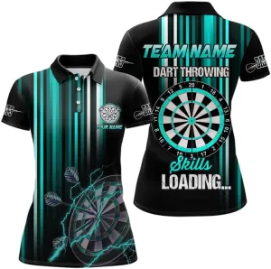 Personalized Darts Shirts for Women, Short Sleeve Dart Shirt for Girls, Turquoise Throwing Skills Loading