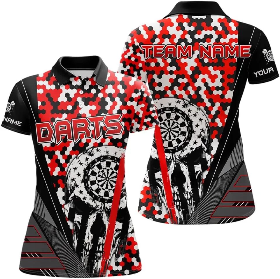 Personalized Darts Shirts for Women, Short Sleeve Dart Shirt for Girls, Turquoise Throwing Skills Loading