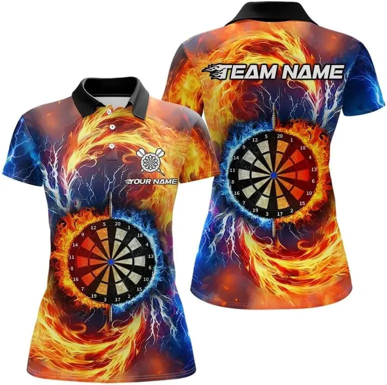 Personalized Darts Shirts for Women, Short Sleeve Tops for Girls, Thunder, Lightning & Tornado Dart
