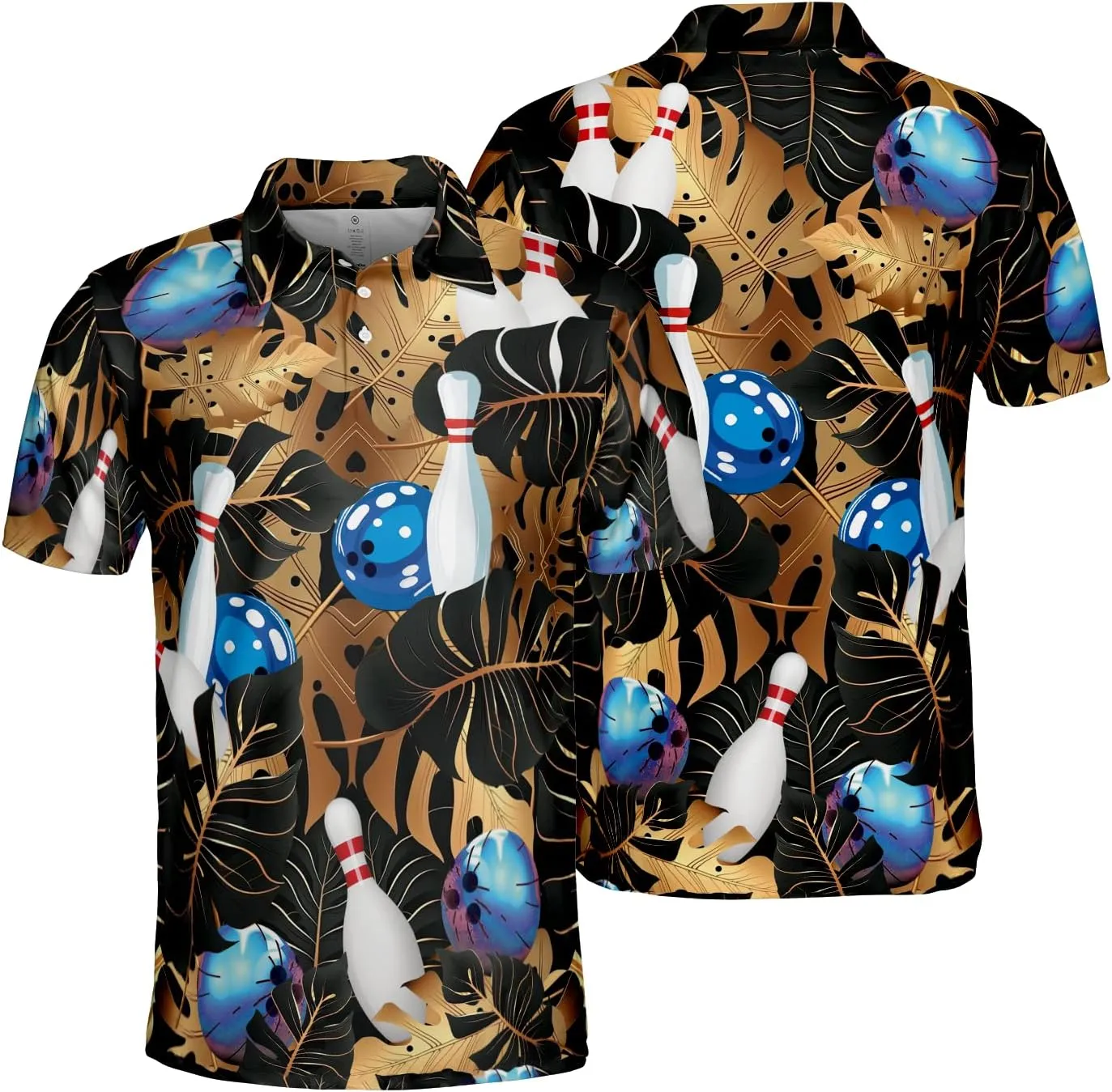 Personalized Men's Bowling Polo Shirts - Quick Dry Short Sleeve Polo Shirts for Bowling Tournaments Series 01
