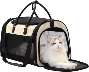 PET MARVEL Cat Carrier Soft Sided for Small Medium Cats Puppy up to 15 Lbs, Airline Approved Mesh Pet Travel Bag, Breathable Bite-Resistant Fabric with Removable Washable Mat