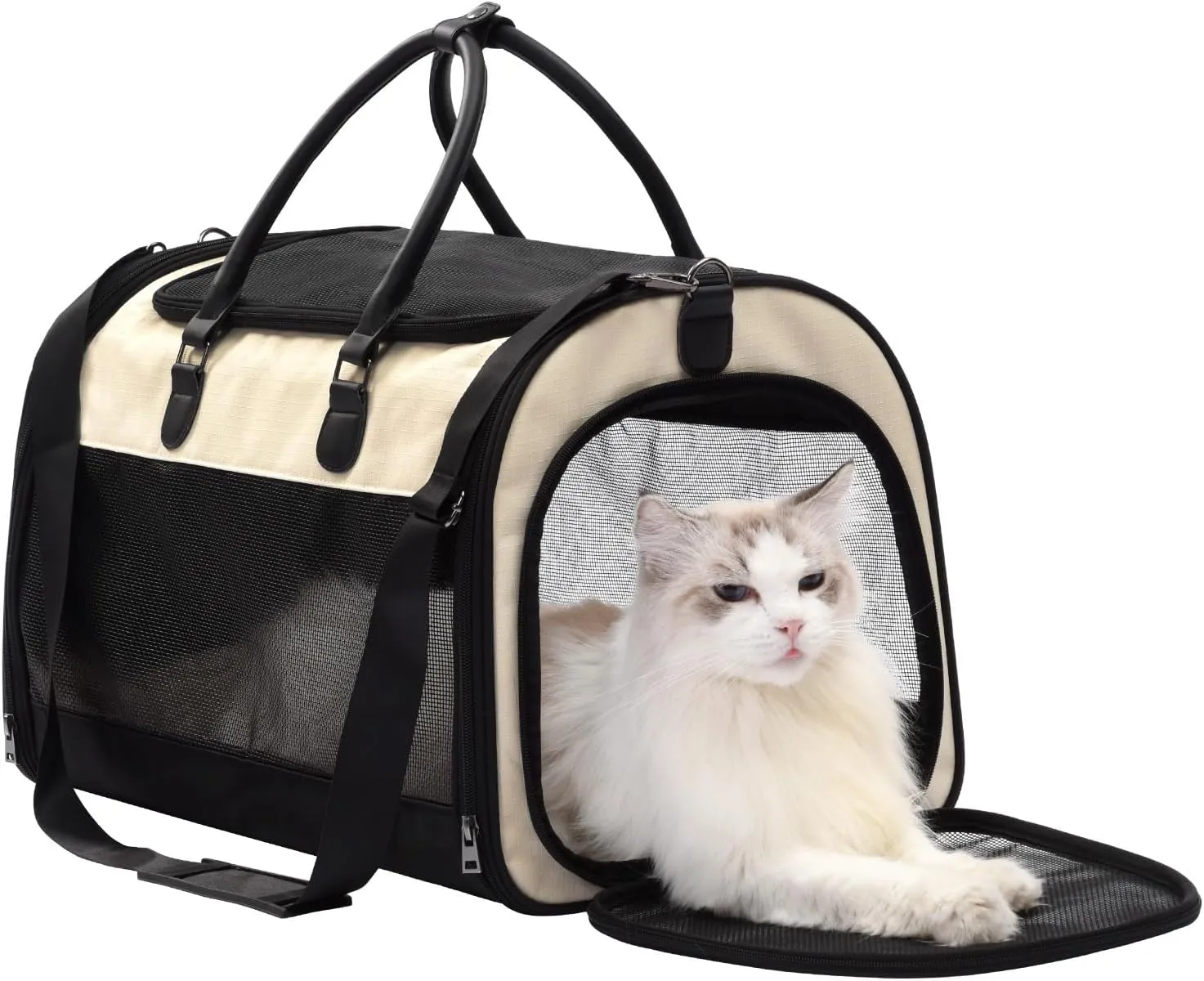 PET MARVEL Cat Carrier Soft Sided for Small Medium Cats Puppy up to 15 Lbs, Airline Approved Mesh Pet Travel Bag, Breathable Bite-Resistant Fabric with Removable Washable Mat