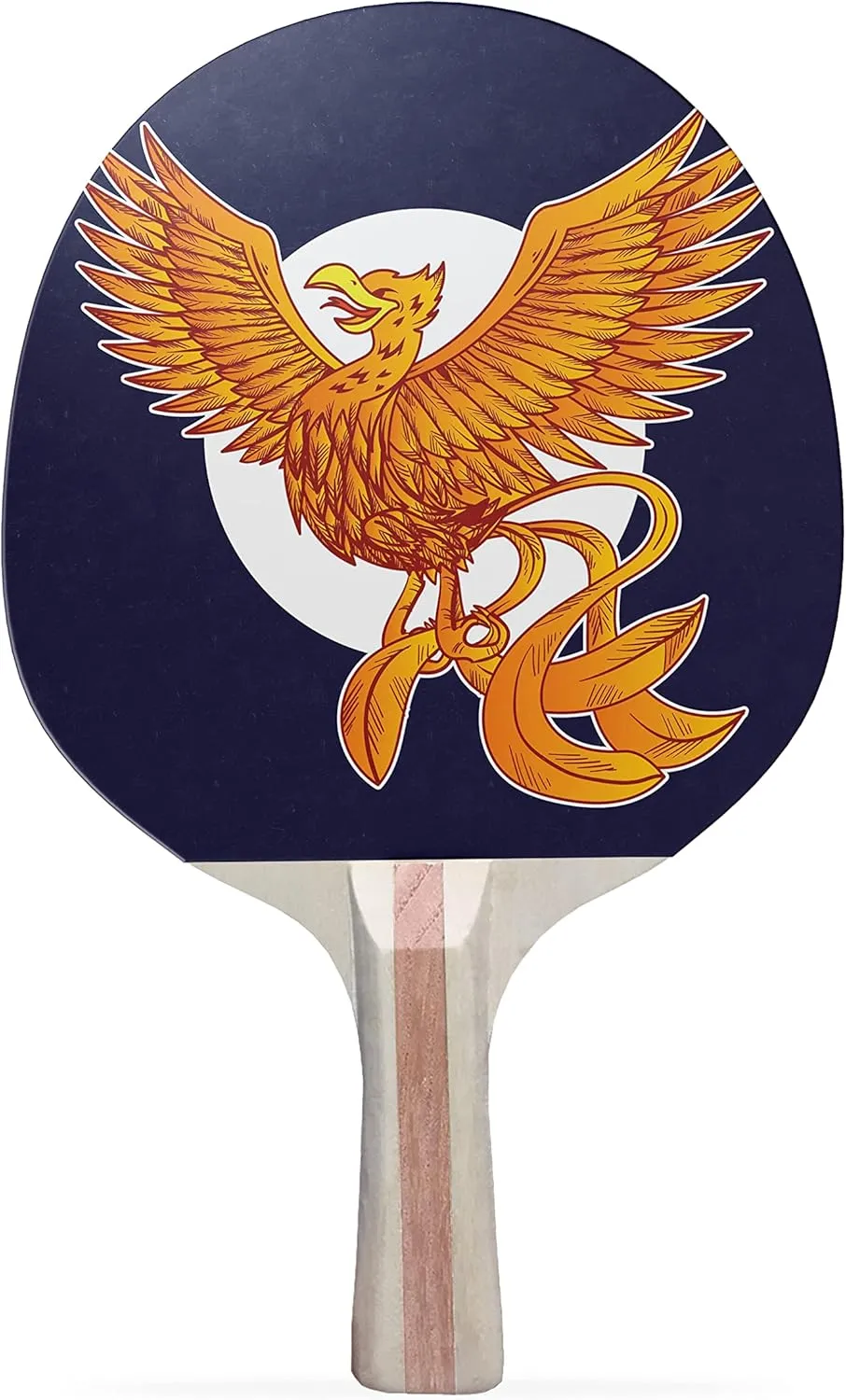 Phoenix Colorful Design Ping Pong Paddle, Premium 5 Ply Table Tennis Racket (Black on Back)