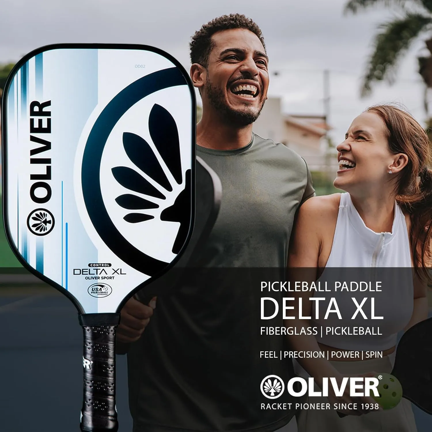 Pickleball Paddle Delta XL | USAPA Approved | 13/16 mm Honeycomb Polypropylene Core | Meta Carbon & Fiberglass Surfaces | Pickleball Paddles | for Beginner & Advanced Players