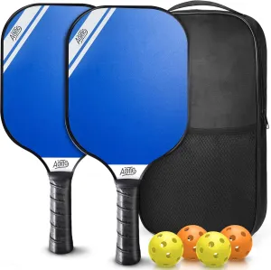 Pickleball Paddle Set of 2, USAPA Approved, 2024 Carbon Fiber Surface, Polypropylene Honeycomb Core, Lightweight Pickleball Rackets with Anti-Slip Sweat-Absorbing Grip, 4 Balls, and Portable Carry Bag
