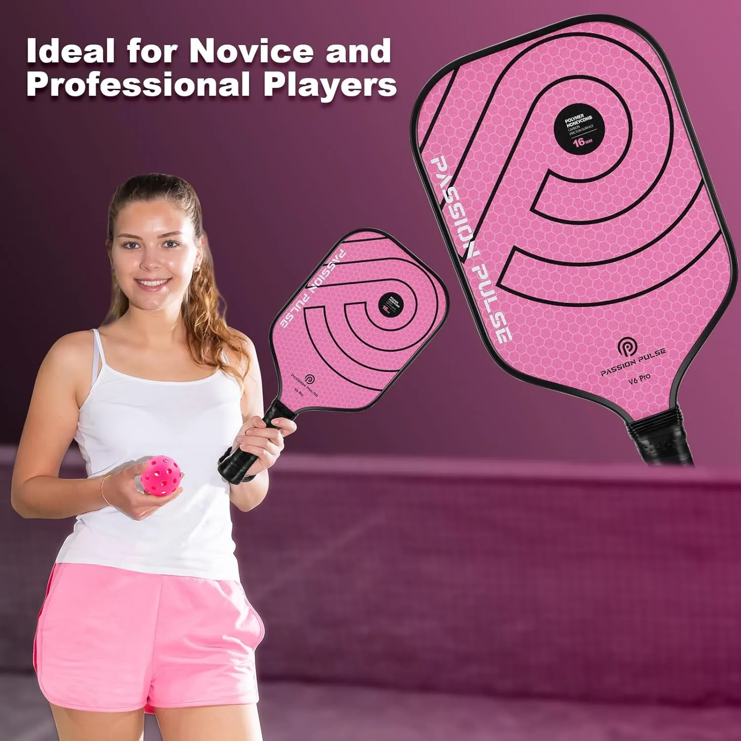 Pickleball Paddles 2025,Raw Carbon Fiber Surface（CFS） 16mm T700 High Grit & Spin, Pro Pickle Ball Paddles Designed for Ultimate Spin & Consistency