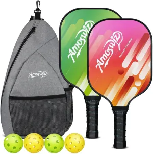 Pickleball Paddles Set of 2, Premium Fiberglass Pickleball Racket, Pickleball Set with 4 Pickle Balls, Gift for Pickleball Lovers