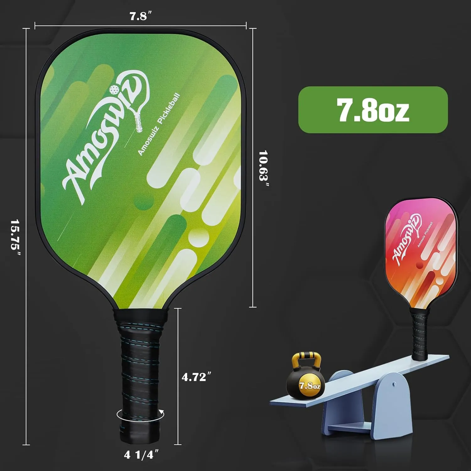 Pickleball Paddles Set of 2, Premium Fiberglass Pickleball Racket, Pickleball Set with 4 Pickle Balls, Gift for Pickleball Lovers